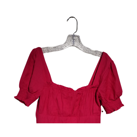 Trixxi Women's Size Medium Fuchsia Puff Sleeve Ruffle Flare Dress - Picture 4 of 7